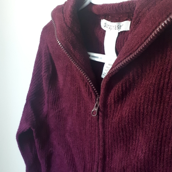 Paraphrase - Wine Zip Up Sweater Size Medium - Picture 3 of 8